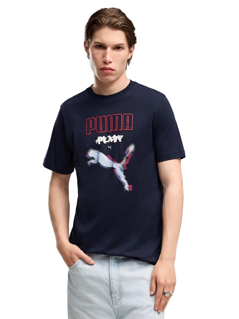 POLERA HOMBRE PUMA GRAPHICS CYBER ALGODÓN AZUL