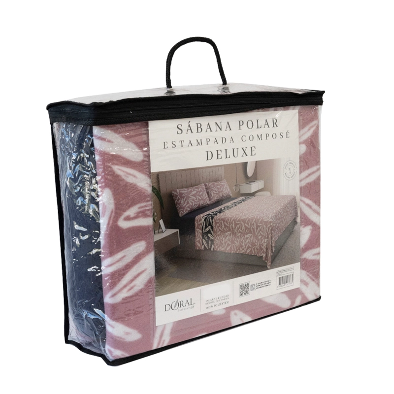 JUEGO DE SÁBANAS DORAL NEBULA POLAR ESTAMPADO 1.5 PLAZAS ROSADO/AZUL - 4