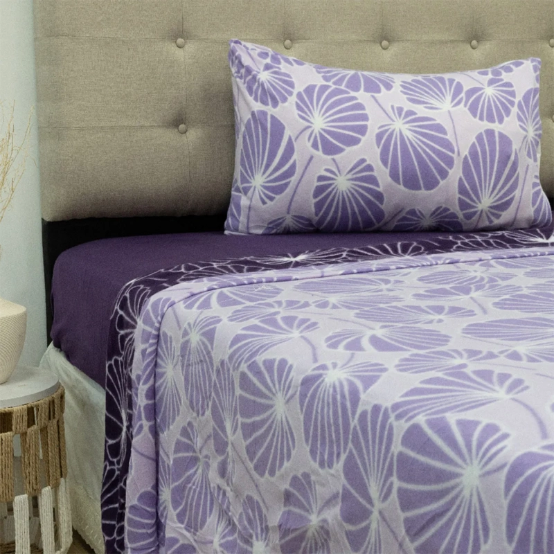 JUEGO DE SÁBANAS DORAL NEBULA POLAR ESTAMPADO 1.5 PLAZAS MORADO  - 1