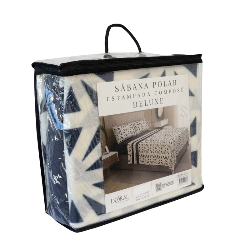 JUEGO DE SÁBANAS DORAL NEBULA POLAR ESTAMPADO 1.5 PLAZAS AZUL MARINO  - 4