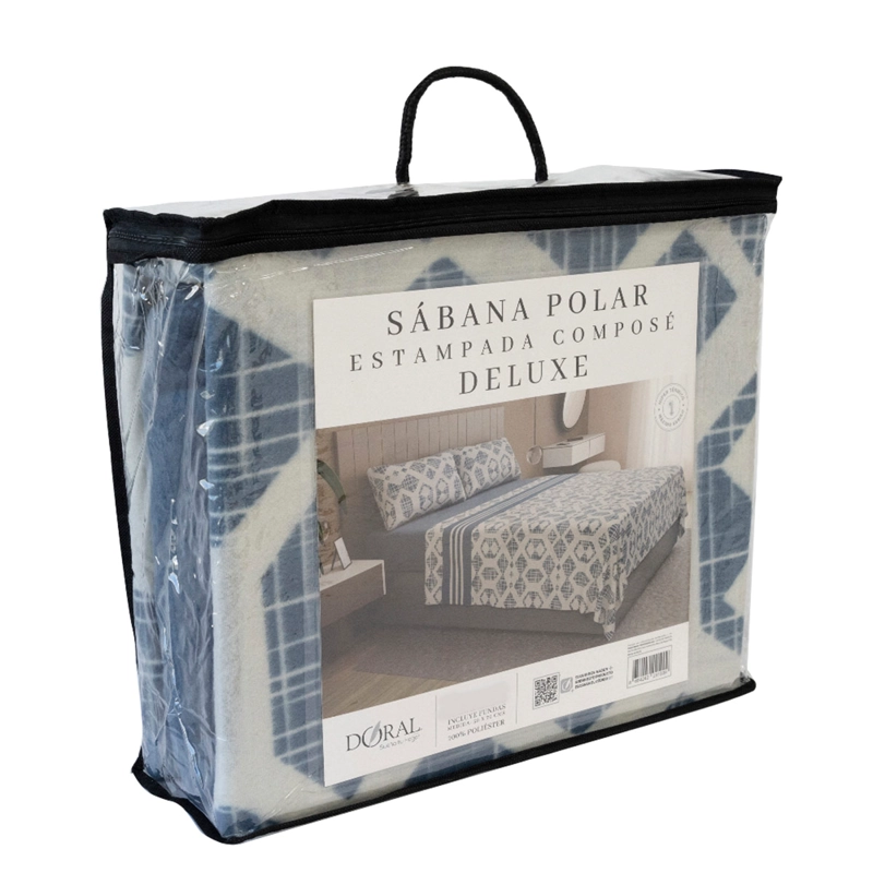 JUEGO DE SÁBANAS DORAL NEBULA POLAR ESTAMPADO 1.5 PLAZAS AZUL - 4