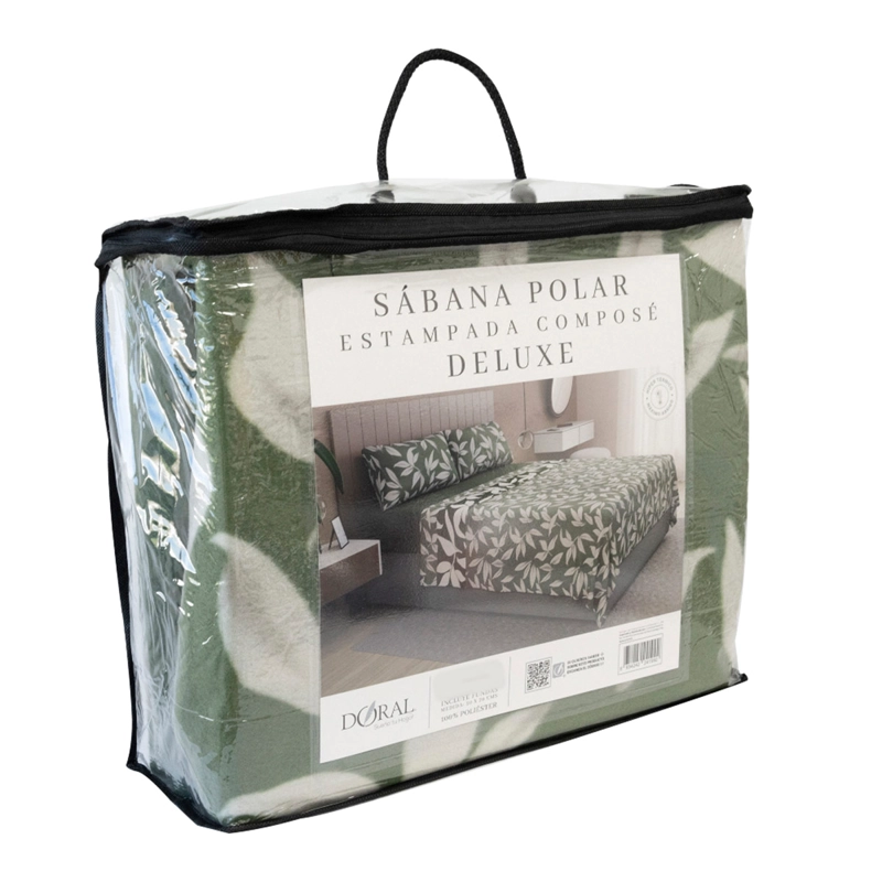 JUEGO DE SÁBANAS DORAL NEBULA POLAR ESTAMPADO KING VERDE  - 4