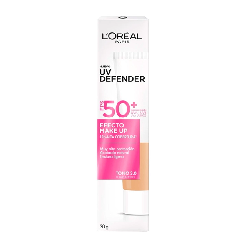 PROTECTOR SOLAR LOREAL UV DEFENDER EFECTO MAKE UP CLARO MEDIO 3.0 - 3