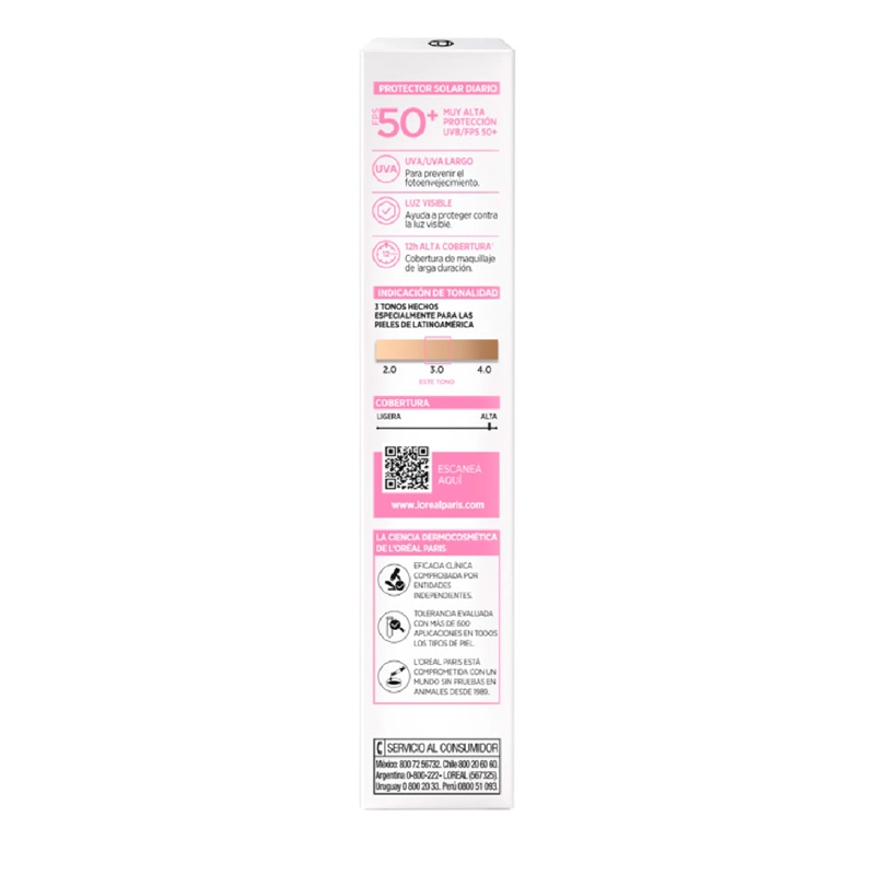 PROTECTOR SOLAR LOREAL UV DEFENDER EFECTO MAKE UP CLARO MEDIO 3.0 - 4