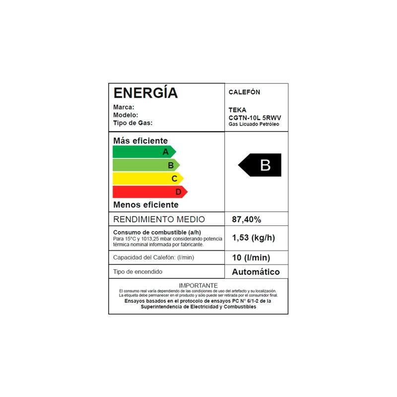 CALEFONT GAS LICUADO 10L TEKA CGTN-10L 5RWV - 14