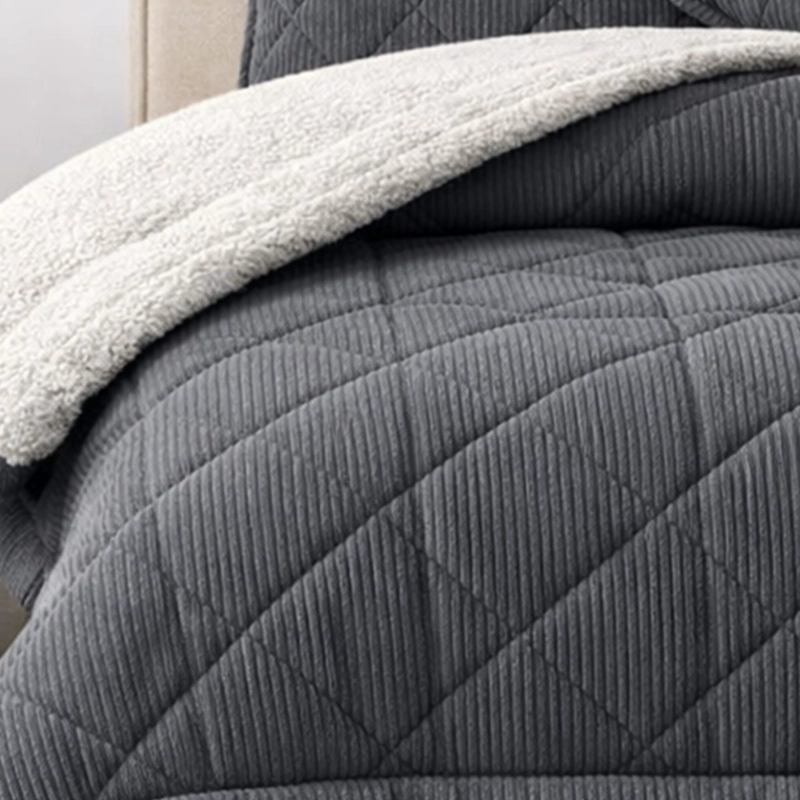 PLUMÓN VALENCIA CORDUROY SHERPA 1.5 PLAZAS GRIS  - 2