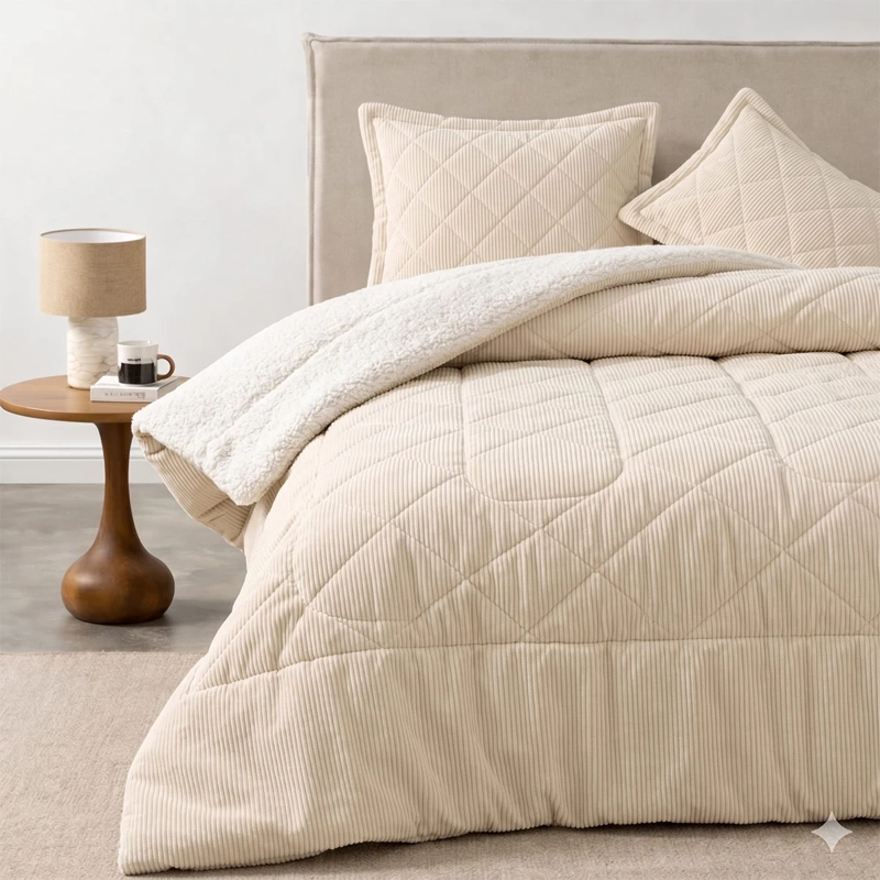 PLUMÓN VALENCIA CORDUROY SHERPA KING CREMA  - 1