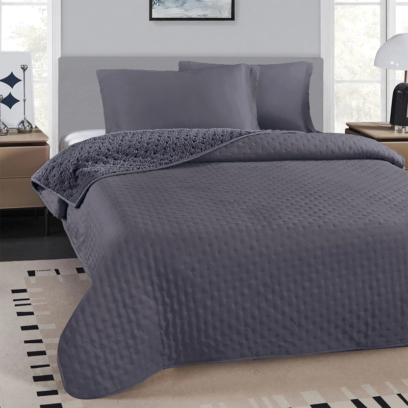 QUILT ILLUSIONS SHERPA ROMA KING GRIS