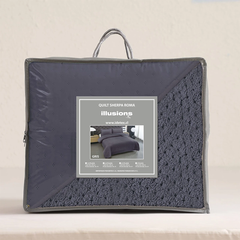 QUILT ILLUSIONS SHERPA ROMA KING GRIS  - 3