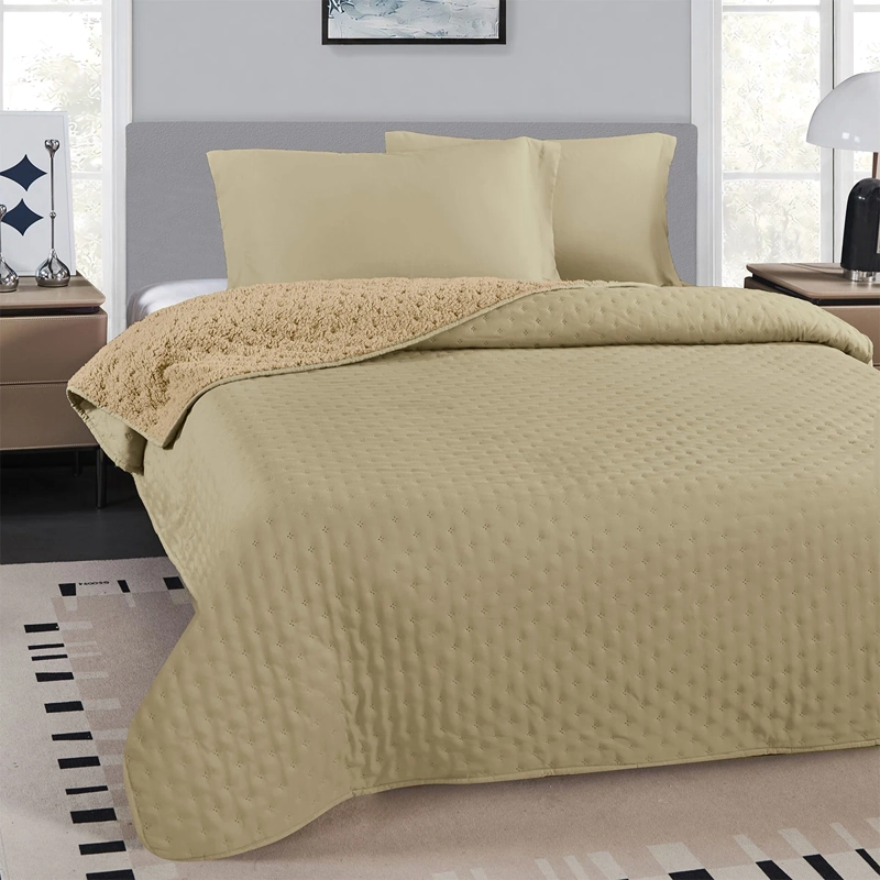 QUILT ILLUSIONS SHERPA ROMA KING TAUPE