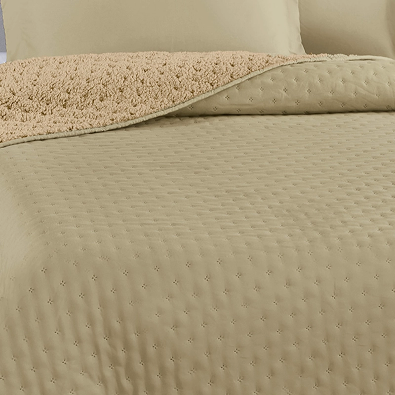 QUILT ILLUSIONS SHERPA ROMA KING TAUPE  - 2