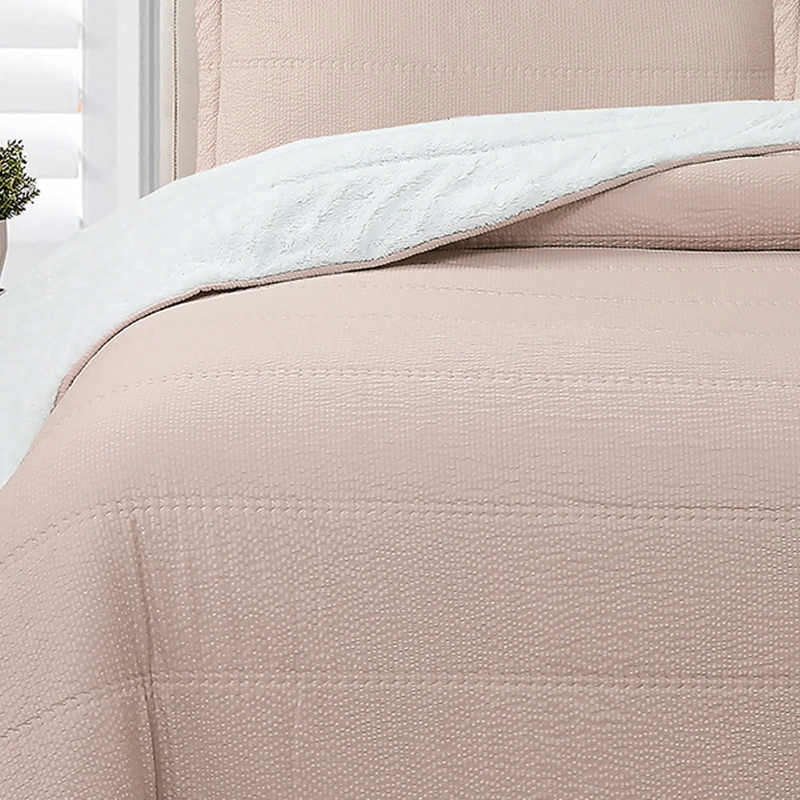 QUILT VALENCIA SHERPA DOBBY 2 PLAZAS ROSA - 2