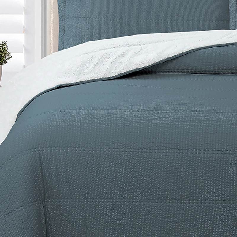 QUILT VALENCIA SHERPA DOBBY SÚPER KING AZUL - 2