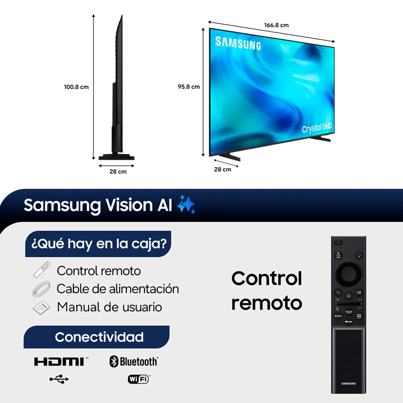 SMART TV SAMSUNG LED 4K UHD 75” CRYSTAL U8200H VISION AI (2026) - 3