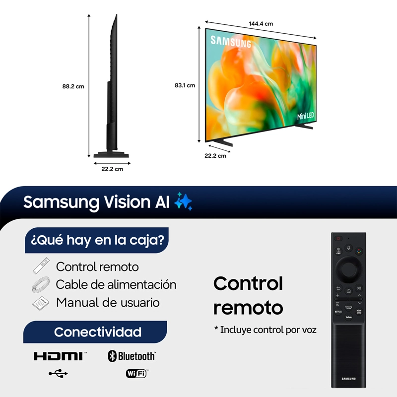 SMART TV SAMSUNG MINI LED 4K UHD 65” VISION AI M80H (2026) + CONTROL POR VOZ - 3