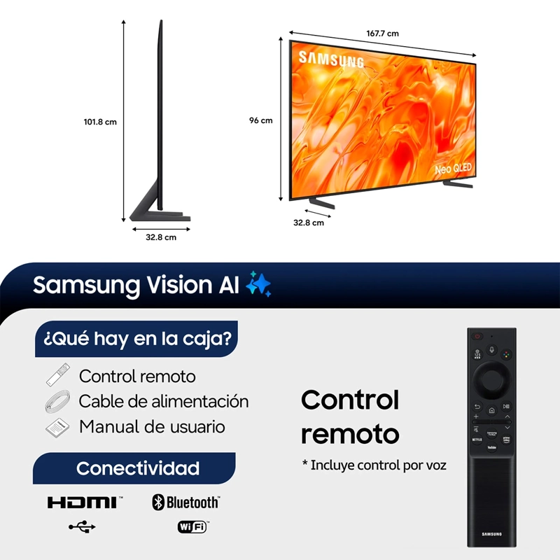 SMART TV SAMSUNG NEO QLED 4K UHD 75” QN70H VISION AI 2026 + CONTROL POR VOZ - 3