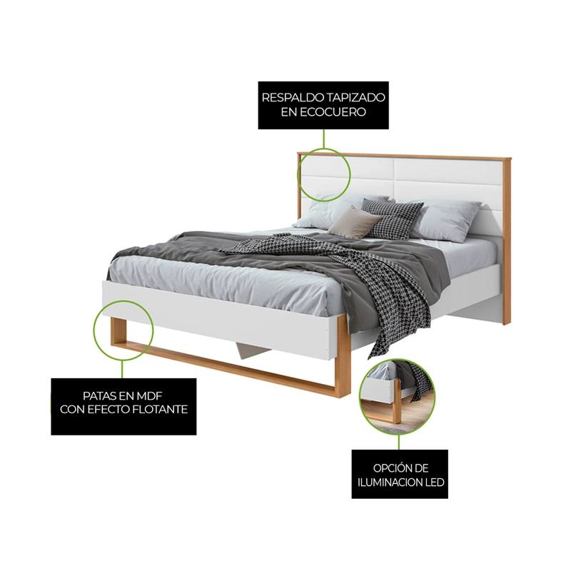 BASE CAMA AMERICANA DI PORETTI DESIGN FREETOWN LED 2 PLAZAS  - 3
