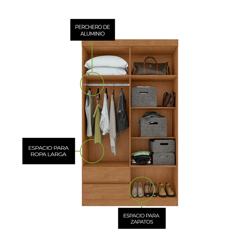CLOSET DI PORETTI DESIGN ZEUS 4 PUERTAS 2 CAJONES CAFÉ - 4