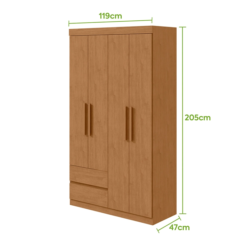CLOSET DI PORETTI DESIGN ZEUS 4 PUERTAS 2 CAJONES CAFÉ - 6