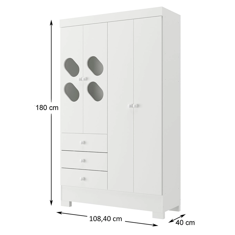 CLOSET DI PORETTI DESIGN CIRANDA 4 PUERTAS 3 CAJONES BLANCO - 3