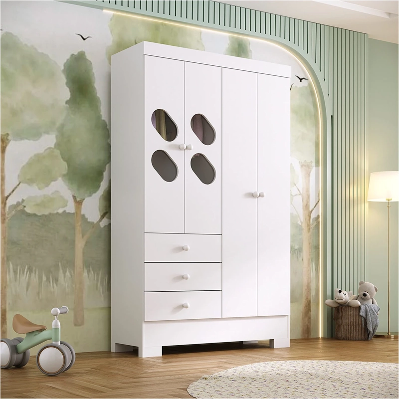 CLOSET DI PORETTI DESIGN CIRANDA 4 PUERTAS 3 CAJONES BLANCO - 4