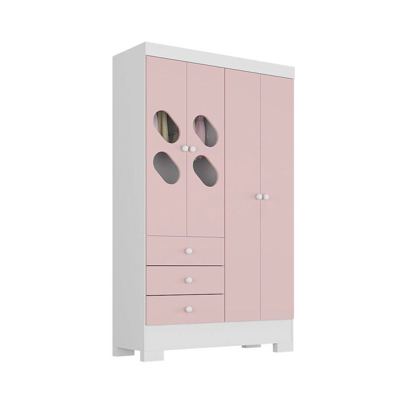 CLOSET DI PORETTI DESIGN CIRANDA 4 PUERTAS 3 CAJONES ROSADO