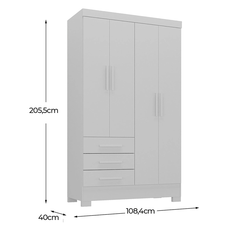 CLOSET DI PORETTI DESIGN PARATY 4 PUERTAS 3 CAJONES BLANCO - 2