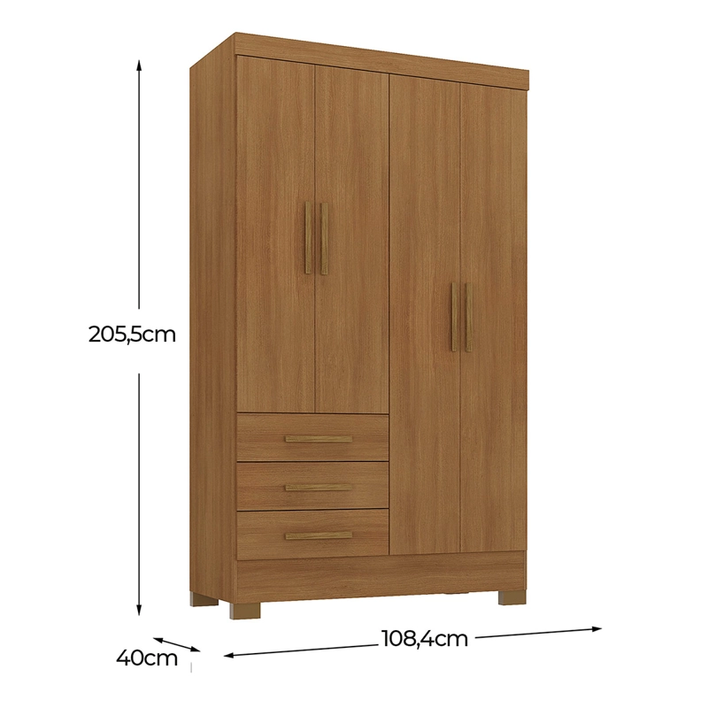 CLOSET DI PORETTI DESIGN PARATY 4 PUERTAS 3 CAJONES CAFÉ - 3