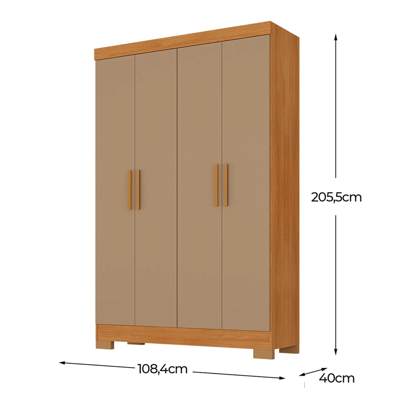 CLOSET DI PORETTI DESIGN VIENA 4 PUERTAS 3 CAJONES CAFÉ - 3