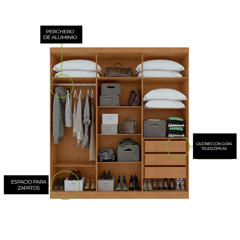 CLOSET DI PORETTI DESIGN JAZZ 6 PUERTAS 3 CAJONES CAFÉ - 2