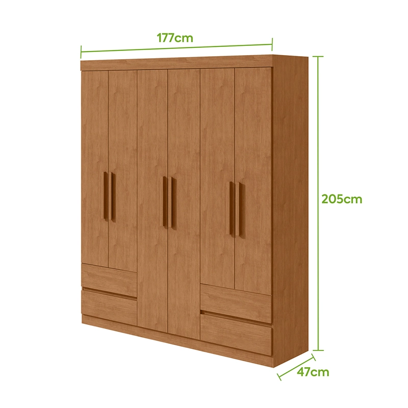 CLOSET DI PORETTI DESIGN ZEUS 6 PUERTAS 4 CAJONES CAFÉ - 5