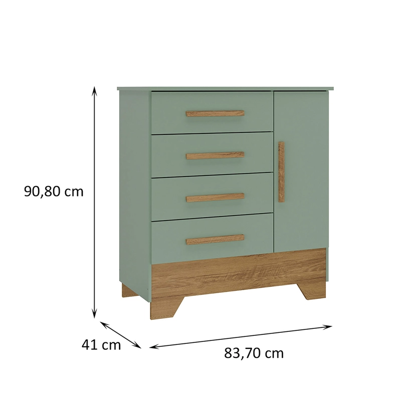 CÓMODA DI PORETTI DESIGN CATAVENTO 1 PUERTA 4 CAJONES VERDE - 3