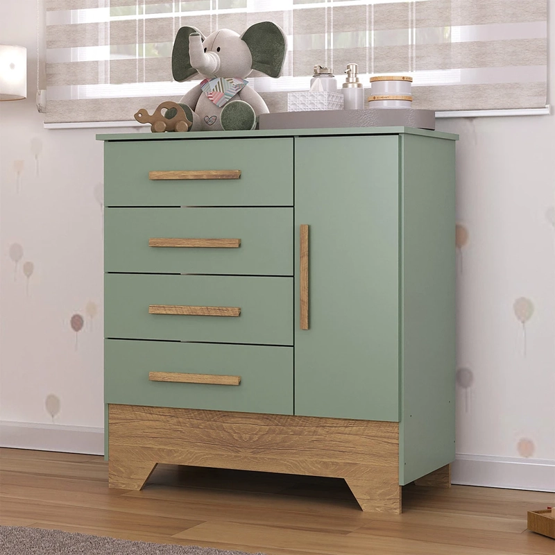 CÓMODA DI PORETTI DESIGN CATAVENTO 1 PUERTA 4 CAJONES VERDE - 4