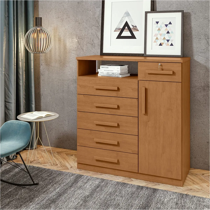 CÓMODA DI PORETTI DESIGN DA VINCE 1 PUERTA 6 CAJONES CAFÉ - 1