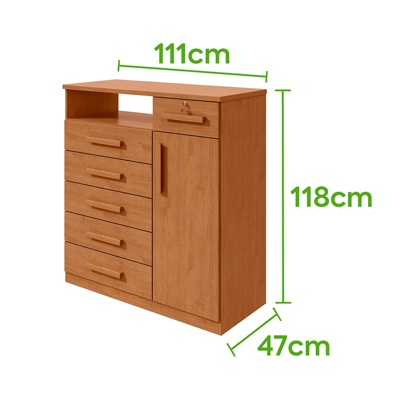 CÓMODA DI PORETTI DESIGN DA VINCE 1 PUERTA 6 CAJONES CAFÉ - 4