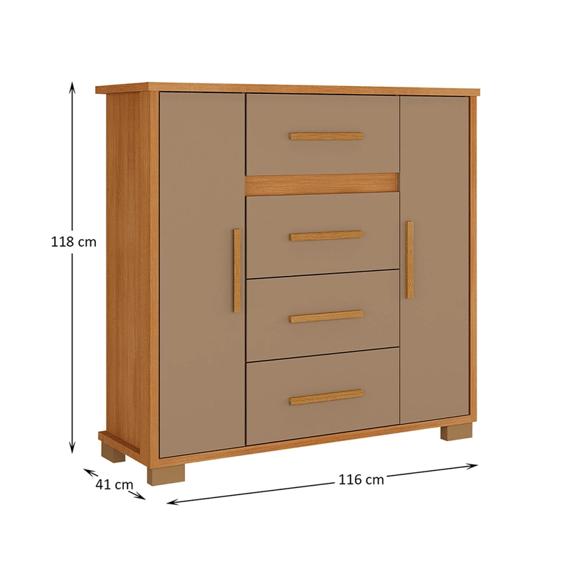 CÓMODA DI PORETTI DESIGN KYRA 2 PUERTA 4 CAJONES CAFÉ - 2