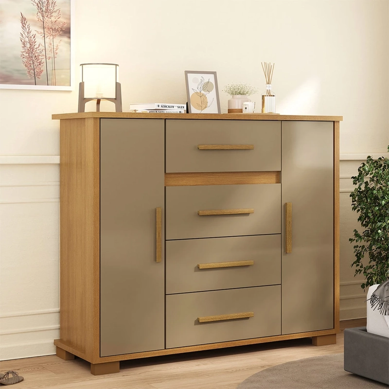 CÓMODA DI PORETTI DESIGN KYRA 2 PUERTA 4 CAJONES CAFÉ - 3