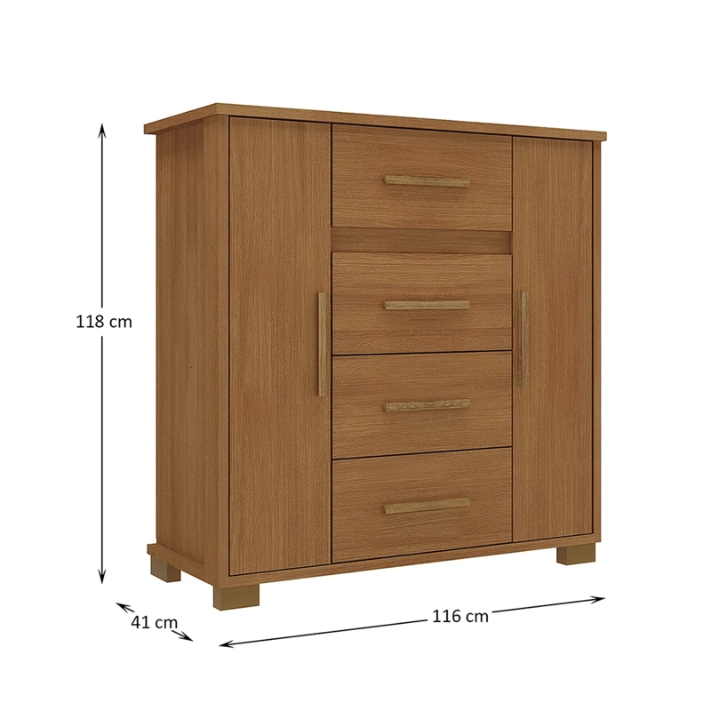 CÓMODA DI PORETTI DESIGN KYRA 2 PUERTA 4 CAJONES CAFÉ - 3