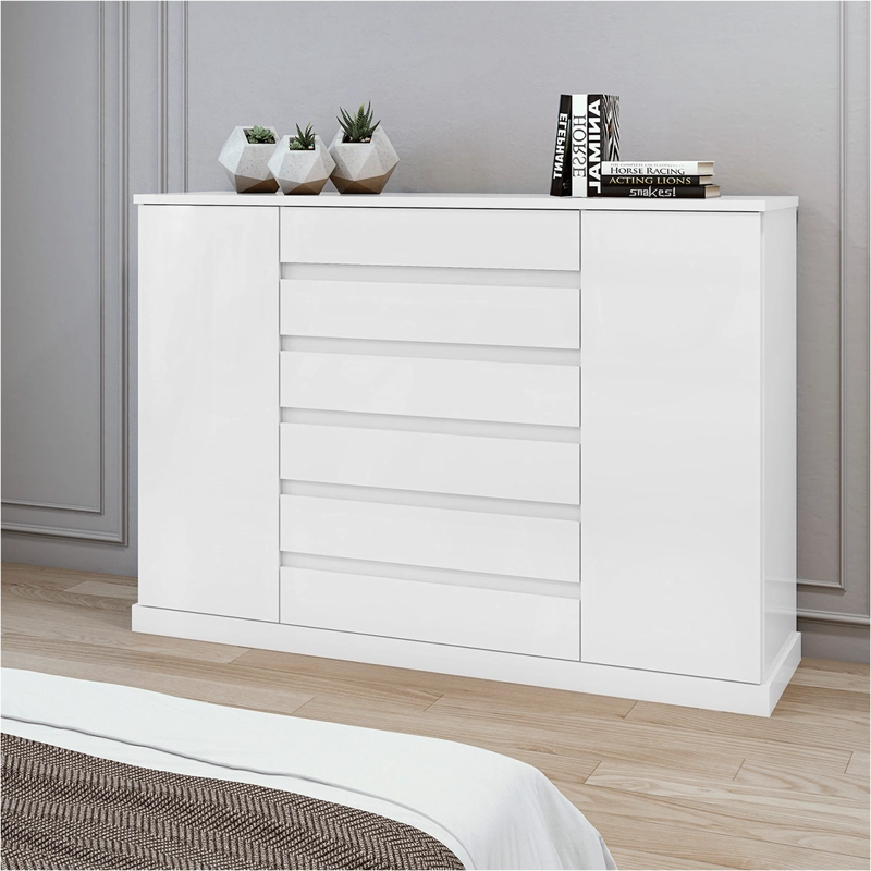 CÓMODA DI PORETTI DESIGN VEDRA 2 PUERTAS 7 CAJONES BLANCO - 1