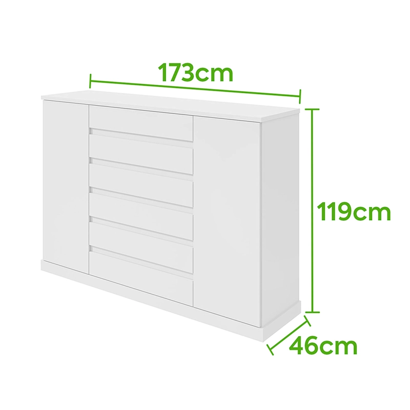 CÓMODA DI PORETTI DESIGN VEDRA 2 PUERTAS 7 CAJONES BLANCO - 5