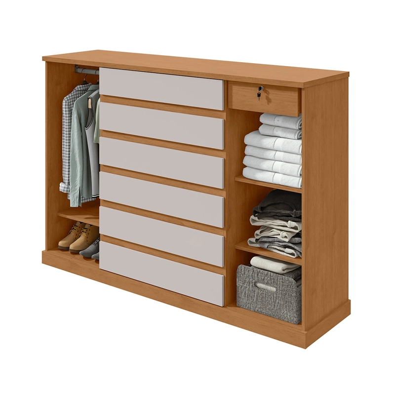 CÓMODA DI PORETTI DESIGN VEDRA 2 PUERTAS 7 CAJONES CAFÉ/BLANCO - 3