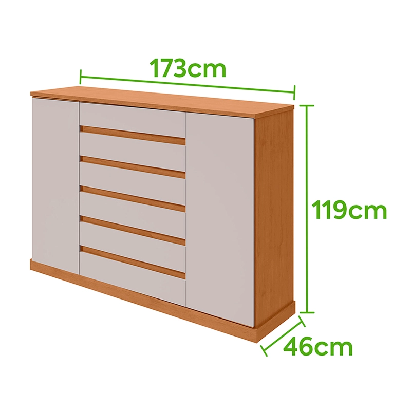 CÓMODA DI PORETTI DESIGN VEDRA 2 PUERTAS 7 CAJONES CAFÉ/BLANCO - 5