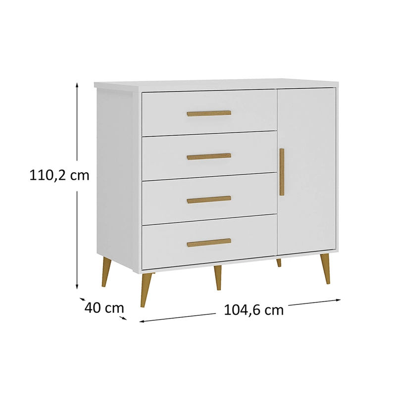 CÓMODA DI PORETTI DESIGN KIDS 1 PUERTA 4 CAJONES BLANCO - 3