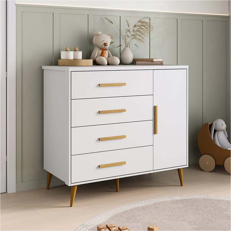 CÓMODA DI PORETTI DESIGN KIDS 1 PUERTA 4 CAJONES BLANCO - 4