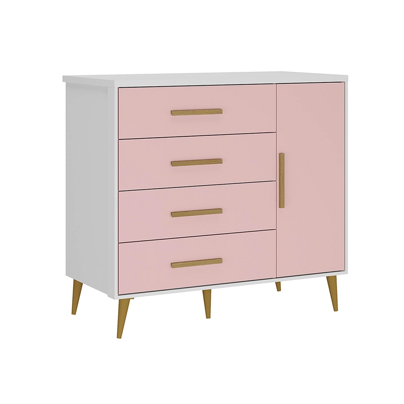 CÓMODA DI PORETTI DESIGN KIDS 1 PUERTA 4 CAJONES ROSADO