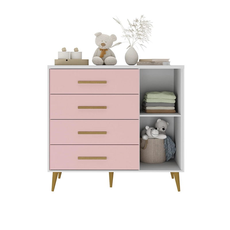 CÓMODA DI PORETTI DESIGN KIDS 1 PUERTA 4 CAJONES ROSADO - 2