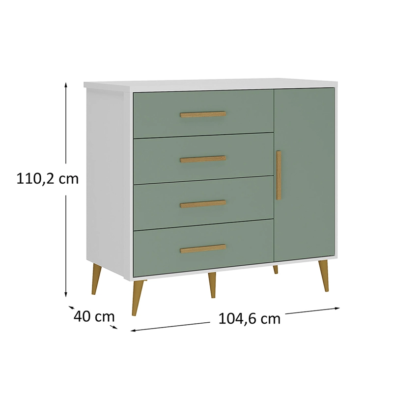 CÓMODA DI PORETTI DESIGN KIDS 1 PUERTA 4 CAJONES VERDE - 4