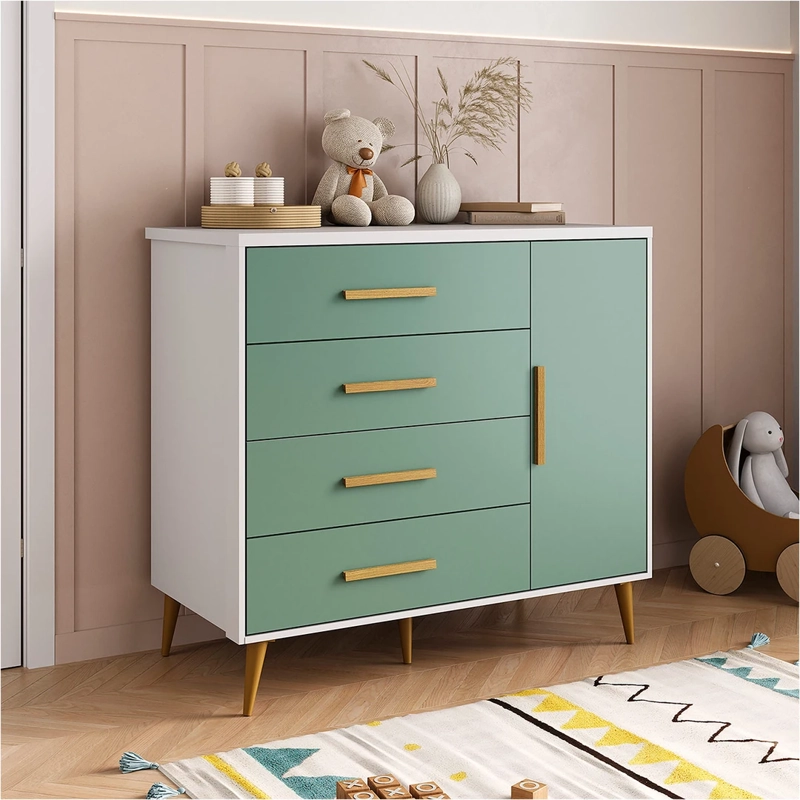 CÓMODA DI PORETTI DESIGN KIDS 1 PUERTA 4 CAJONES VERDE - 5