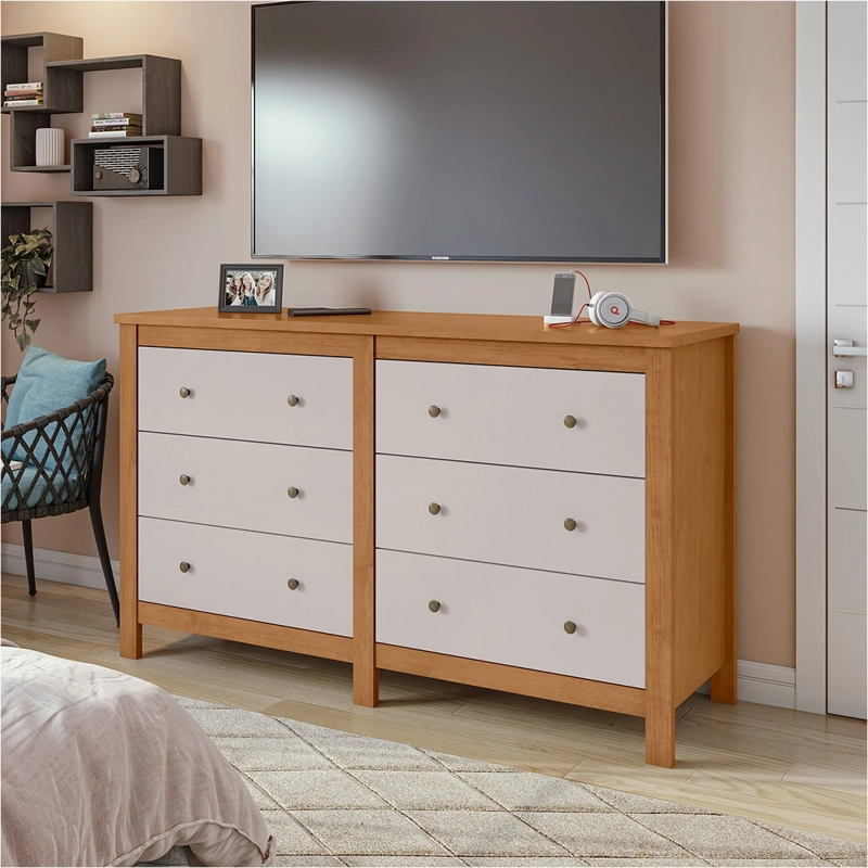 CÓMODA DI PORETTI DESIGN MAGGIORE 6 CAJONES CAFÉ/BLANCO - 1