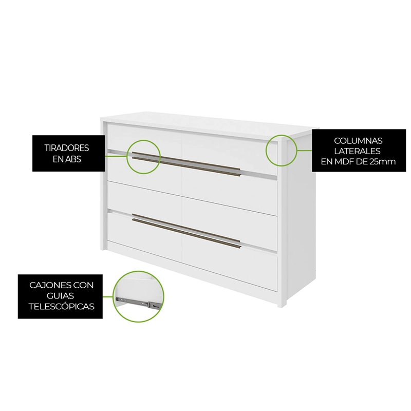 CÓMODA DI PORETTI DESIGN URBAN 8 CAJONES BLANCO - 3